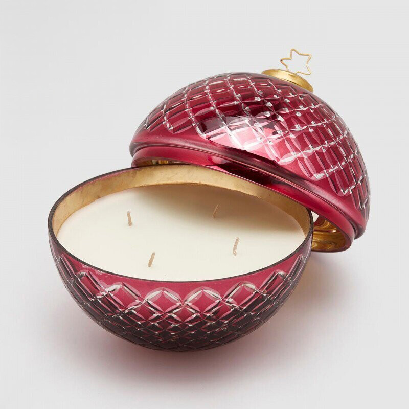 Candela sfera rombi con stella burgundy