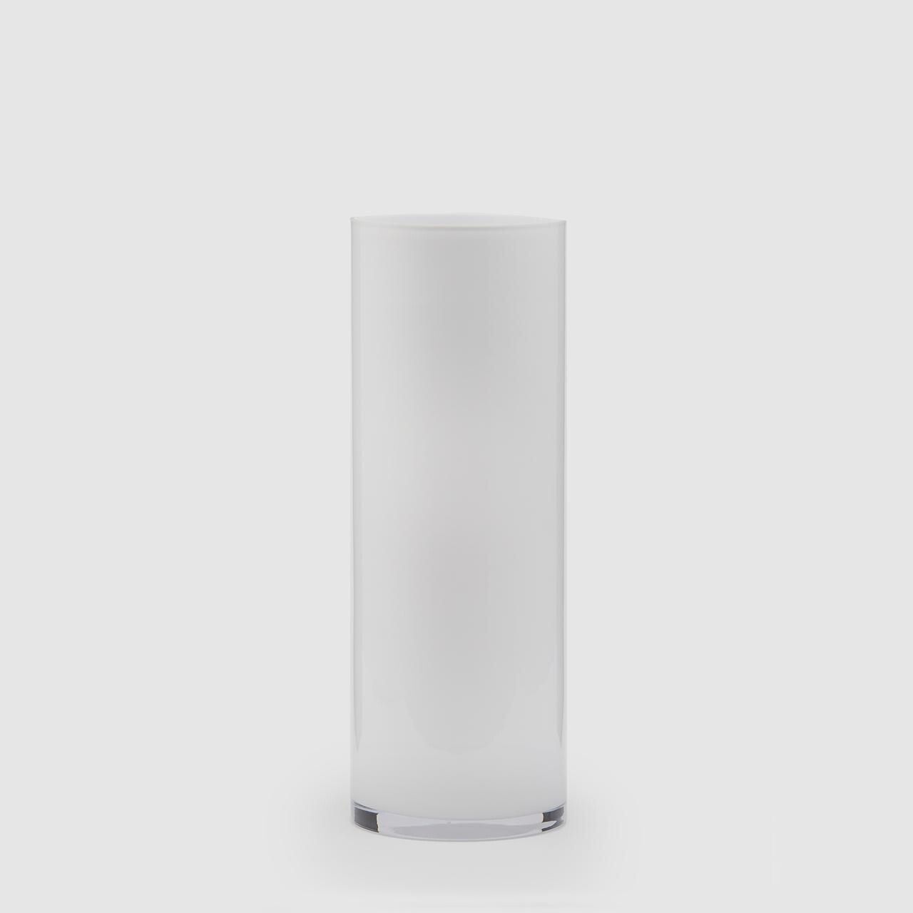 Vaso cilindrico in vetro bianco h.40cm