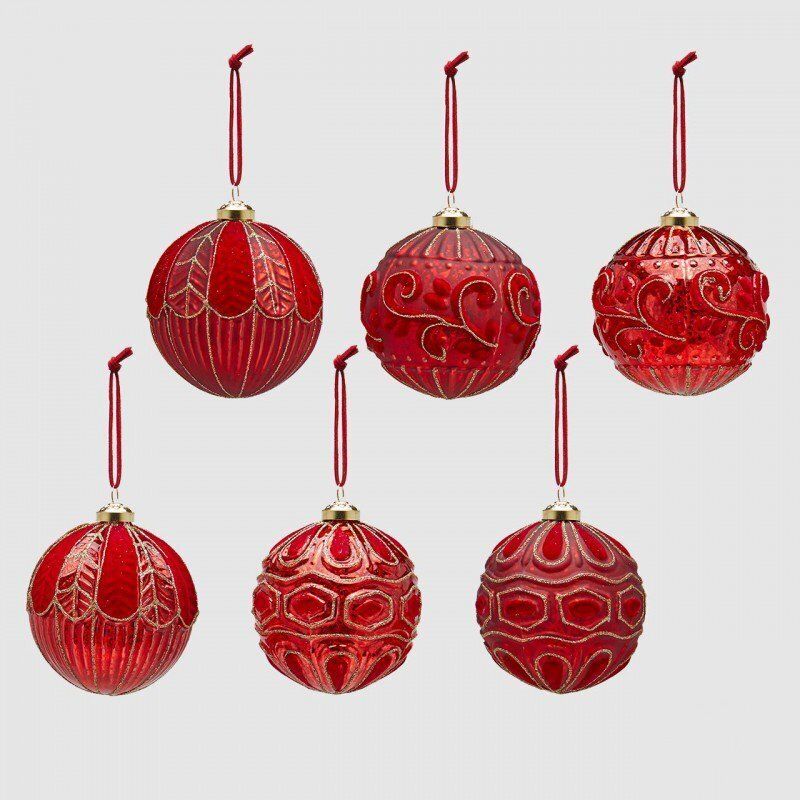 Sfera in vetro rilievo rosso/oro