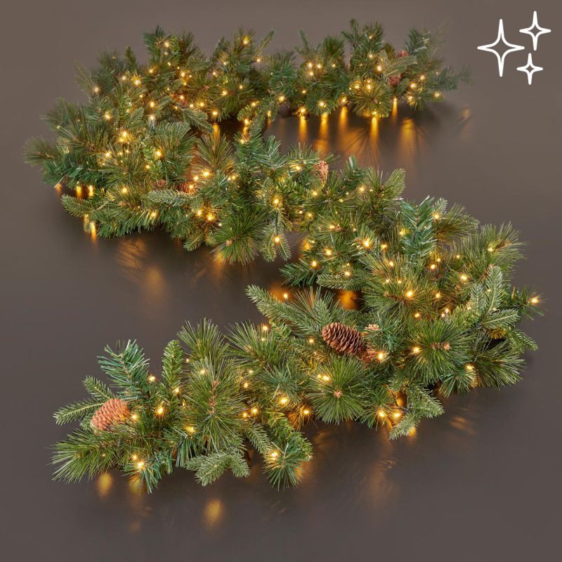 Festone con pigne con led