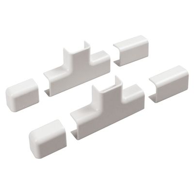 Kit accessori canale portacavi 20x10mm (2 Giunti/2 Giunti T/2 Tappi)