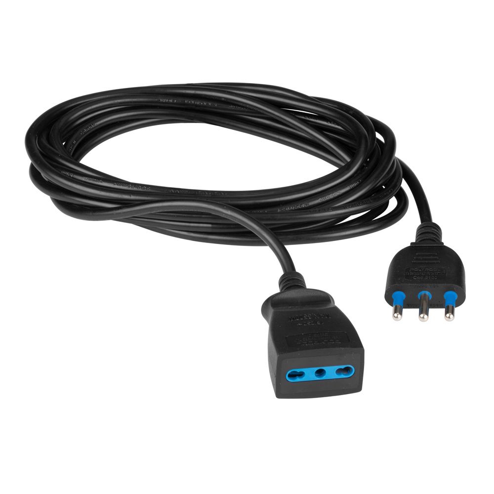 Polypool PROLUNGA C/SPINA 16A 2P+T C/PRESA 10/16A 5mt Nero