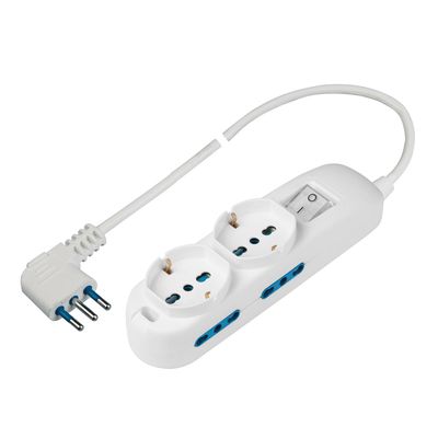 Polypool PRESA MULTIPLA 4+2 USCITE C/INTERRUT. C/CAVO 1,5mt Bianco