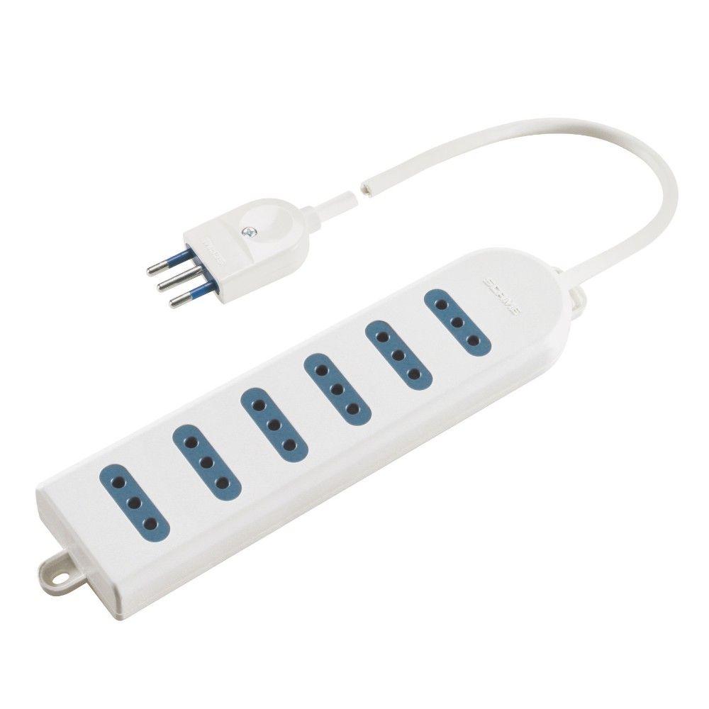 Polypool PRESA MULTIPLA 6 USCITE 10A 2P+T C/CAVO 1,5mt C/SPINA Bianco