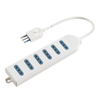 Polypool PRESA MULTIPLA 6 USCITE 10A 2P+T C/CAVO 1,5mt C/SPINA Bianco