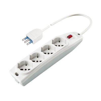 Polypool PRESA MULTIPLA 4 USCITE PLURISTAND. C/CAVO 1,5mt C/INTERR.