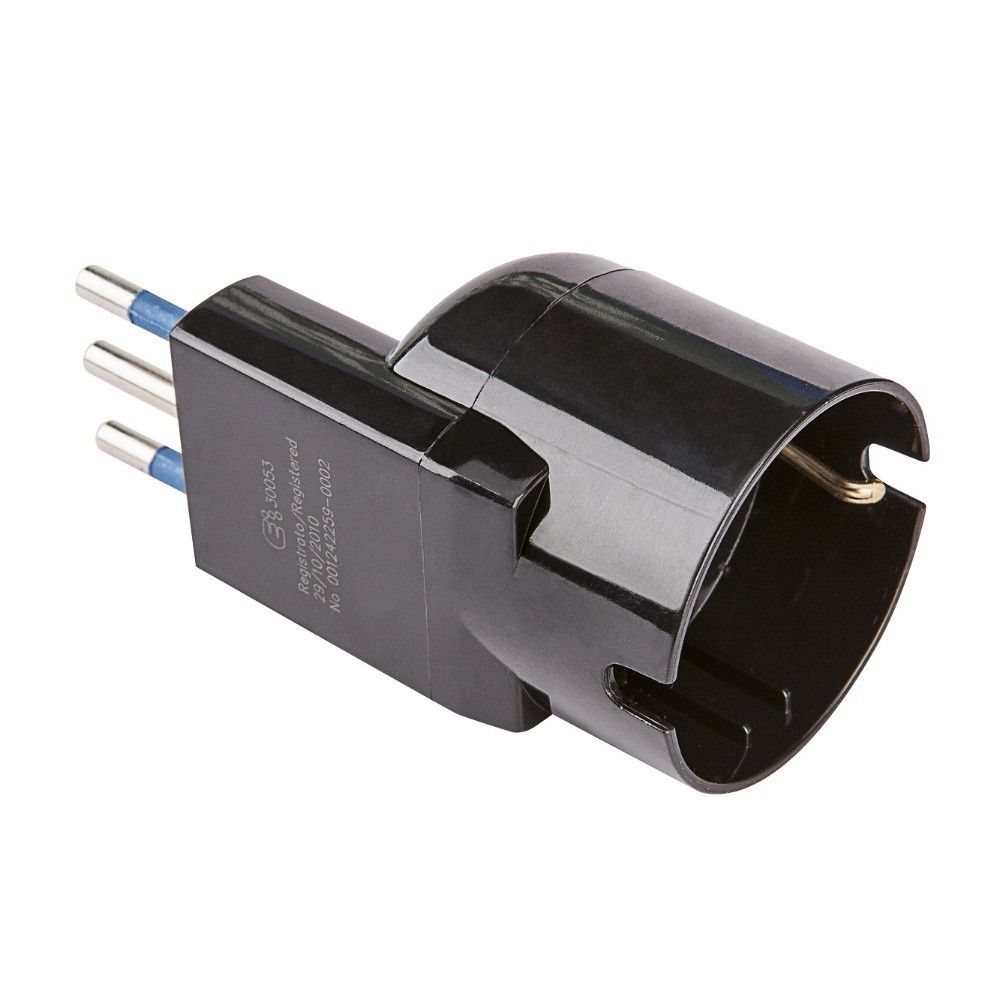 Adattatore salvaspazio con spina 10A 2P+T E PRESA 10-16A Nero