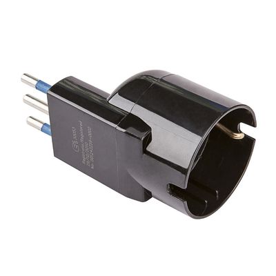 Adattatore salvaspazio con spina 10A 2P+T E PRESA 10-16A Nero