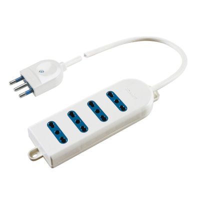 Polypool PRESA MULTIPLA 4 USCITE 10/16A 2P+T C/CAVO 1,5mt C/SPINA Bianco