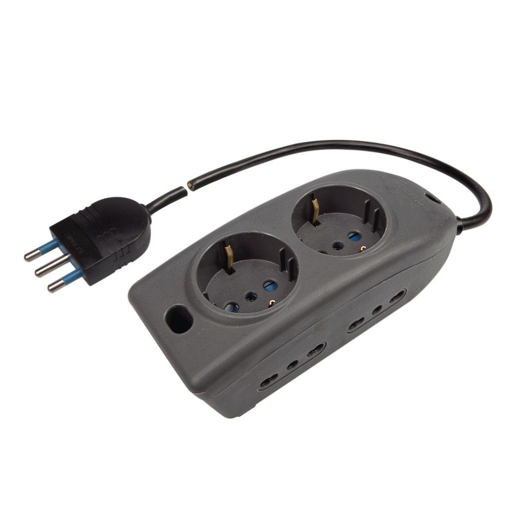 Polypool PRESA MULTIPLA 4+2 USCITE C/CAVO 1,5mt Antracite
