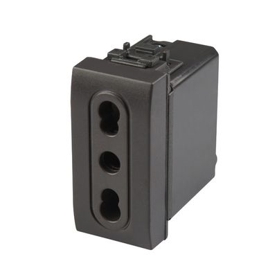 Frutto presa bivalente 10/16A 2P+T Nero