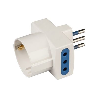Adattatore pluristandard con spina 10A 2P+T 2+1 PRESA Bianco
