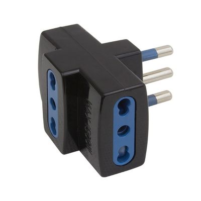 Adattatore con spina 16A 2P+T + 3 PRESE Nero