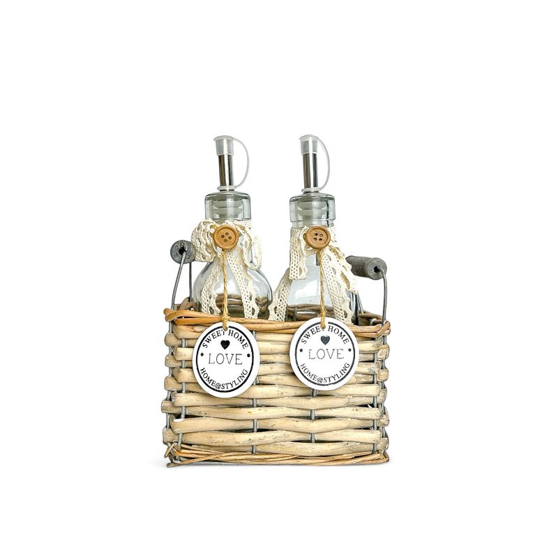 Set olio/aceto con cestino Set olio/aceto con cestino