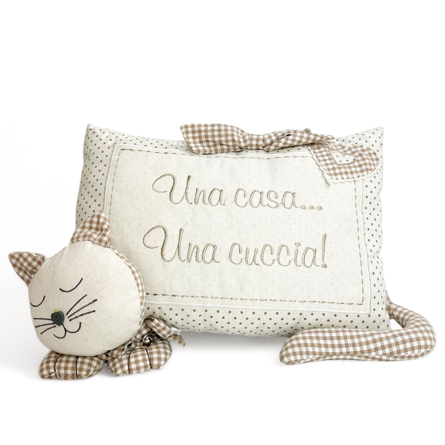 Cuscino gatto beige
