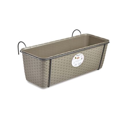 Balconetta "Natural" rattan con supporto 50x18cm Tortora