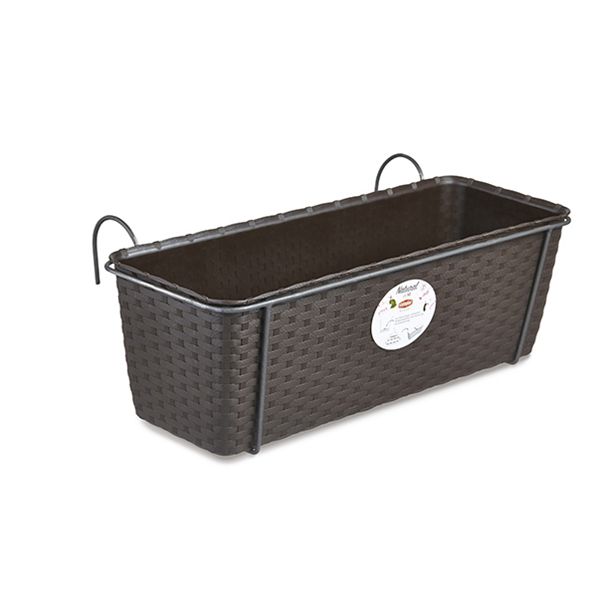 Balconetta "Natural" rattan con supporto 50x18cm Moka