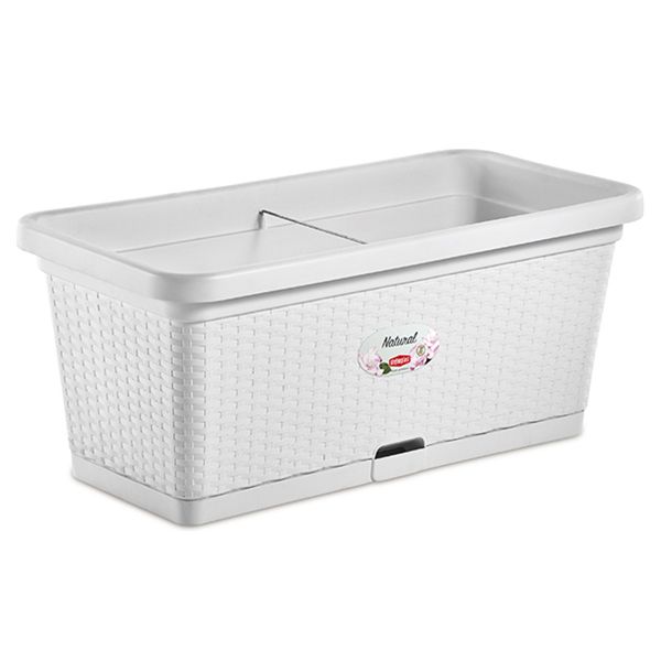 Fioriera "Natural" rattan 80x40cm Bianco