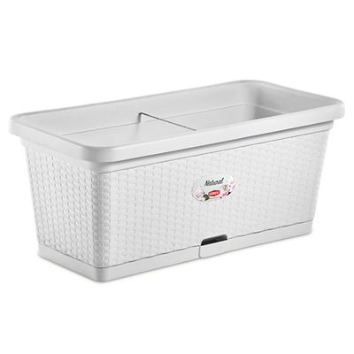 Fioriera "Natural" rattan 80x40cm Bianco