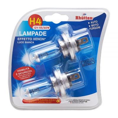 Set 2 lampadine H4 12V 55/60W effetto xenon
