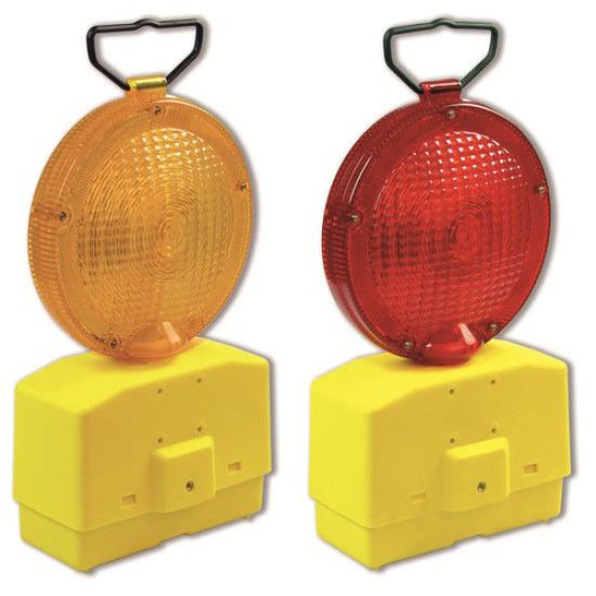 Lampeggiante da cantiere bipila rosso fisso