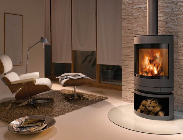 Stufa a legna OekoTherm Stufa a legna OekoTherm "SkanTherm EMOTION" M GIREVOLE Grigio
