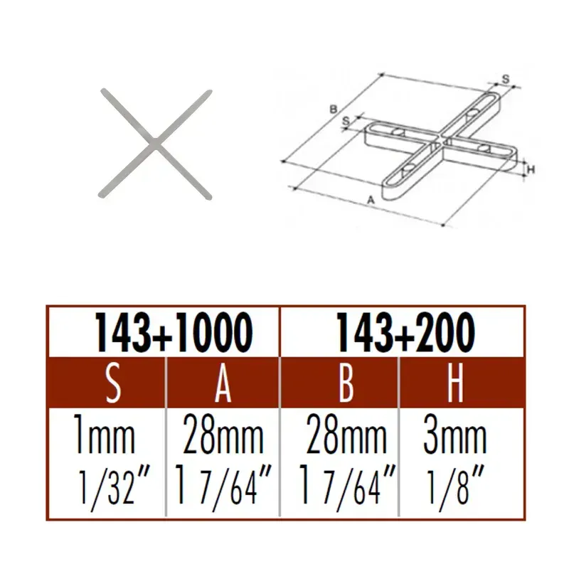 Distanziatori a croce per piastrelle 1mm (cf.200pz) Distanziatori a croce per piastrelle 1mm (cf.200pz)