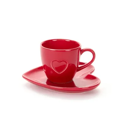 Tazzina con piattino cuore Rouge