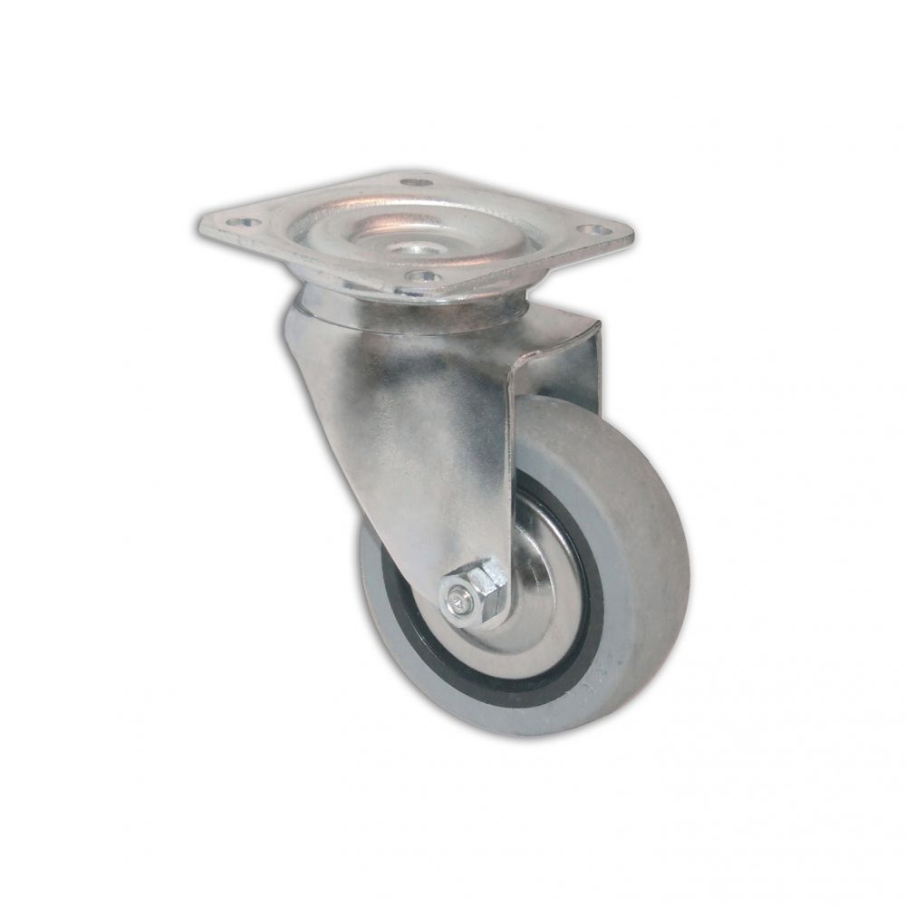 Ruota piroettante in gomma con piastra ø 60