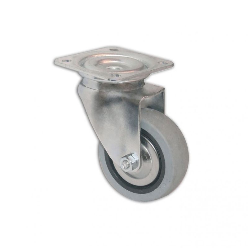 Ruota piroettante in gomma con piastra ø 80 Ruota piroettante in gomma con piastra ø 80