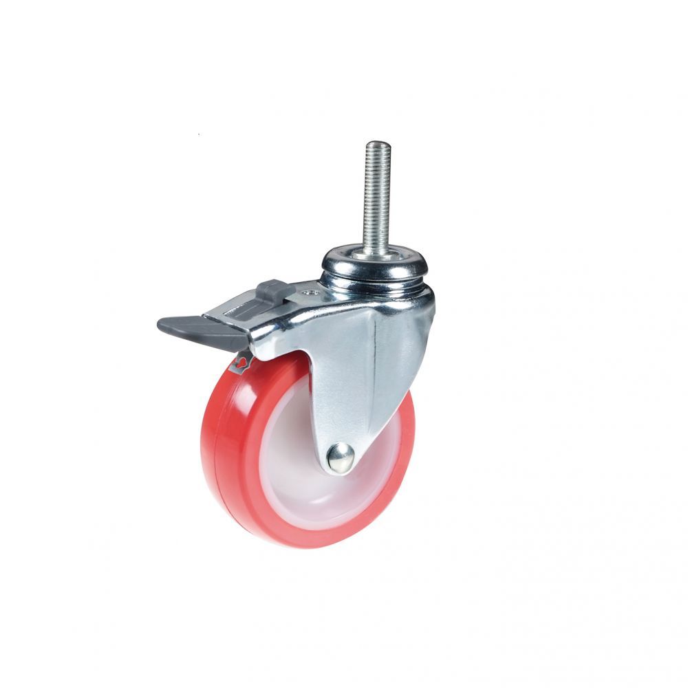 Ruota piroettante in poliuretano con perno e freno ø 50