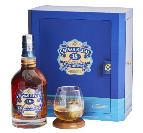 Chivas Regal '18 Years Old' Scotch Whisky (Limited Edition Gift Pack with Wood Coaster & Rotate Glass)