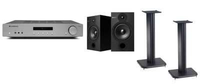 Bundled System #2: Cambridge Audio AXA35 Amp, Cambridge Audio SX-60 Speakers, Sanus F24B Stands, and Cambridge Audio BT100 Bluetooth Adapter