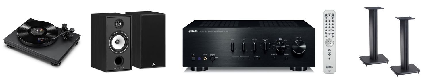 Bundled System #5: Yamaha A-S801 Amplifier, Cambridge Audio MXN10 Network Player, Triangle Borea-BR04 Speaker, Music Hall Stealth Turntable, Sanus BF24B Stands