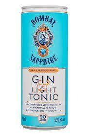 Bombay Sapphire Gin & Light Tonic Cocktail 4-pack 250ml cans Bombay Sapphire Gin & Light Tonic Cocktail 4-pack 250ml cans