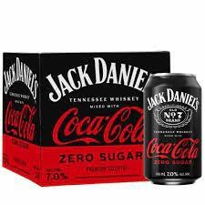 Jack Daniels Whiskey & Coca Cola Zero 4-pack cans