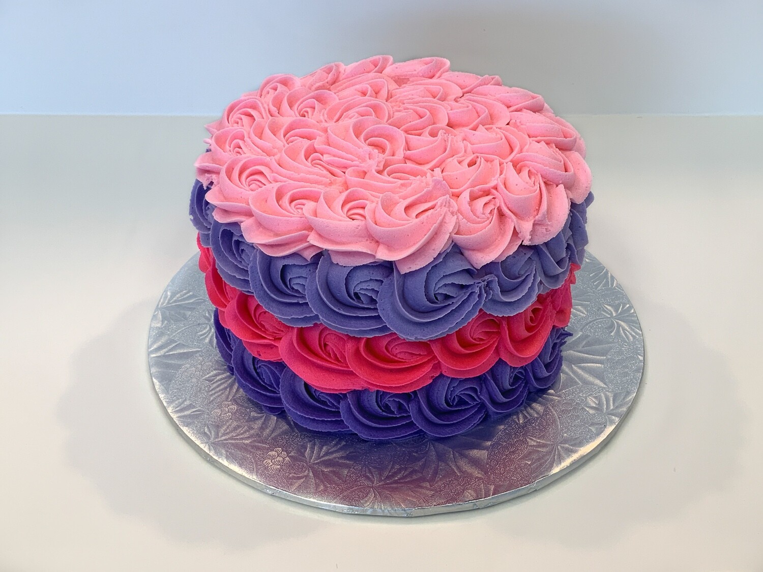 Pink and Purple Rosette Cake
