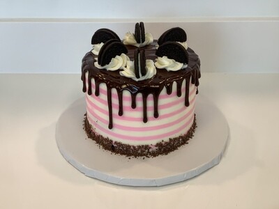 Pink Stripe Drip Cake