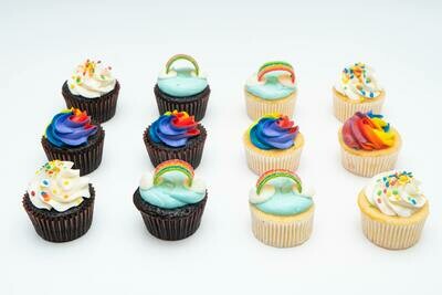 Rainbow Decorated and Candy Cupcakes