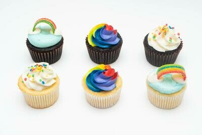 Rainbow Decorated Cupcakes