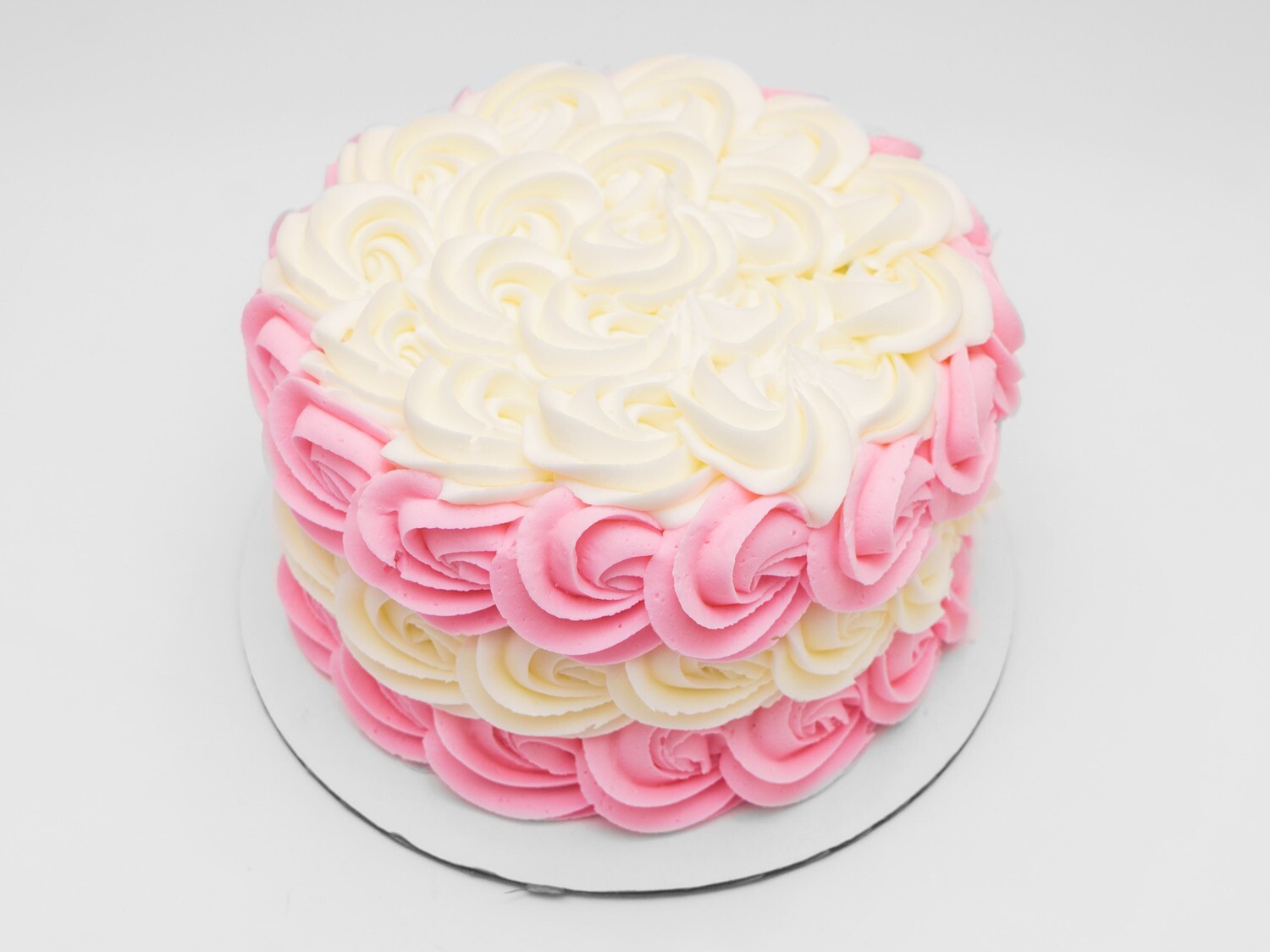 Pink and White Rosette Cake