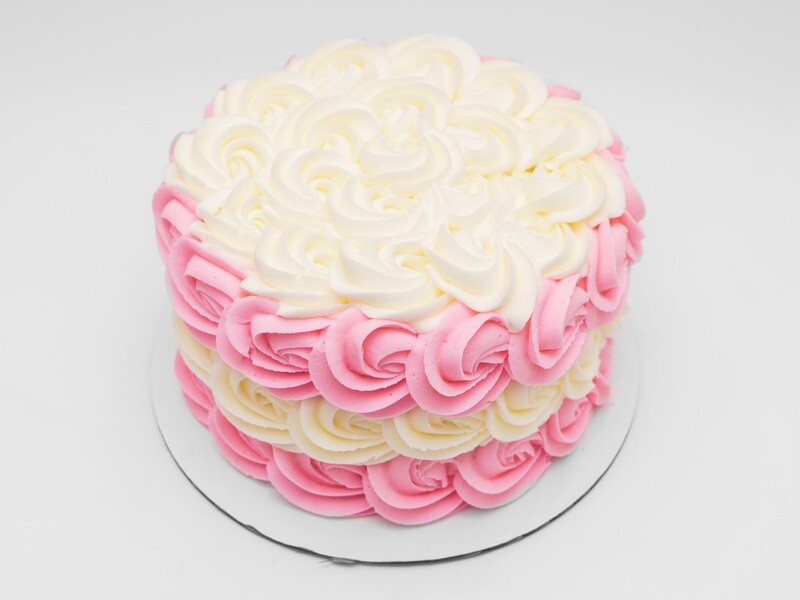 Pink and White Rosette Cake