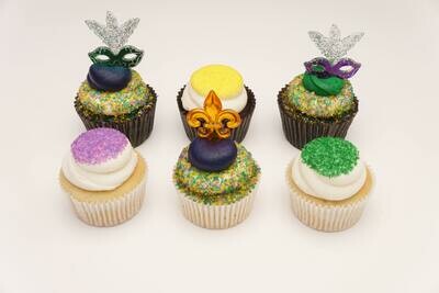 Mardi Gras Decorated Cupcakes