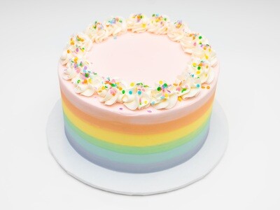 Pastel Rainbow Striped Confetti Cake