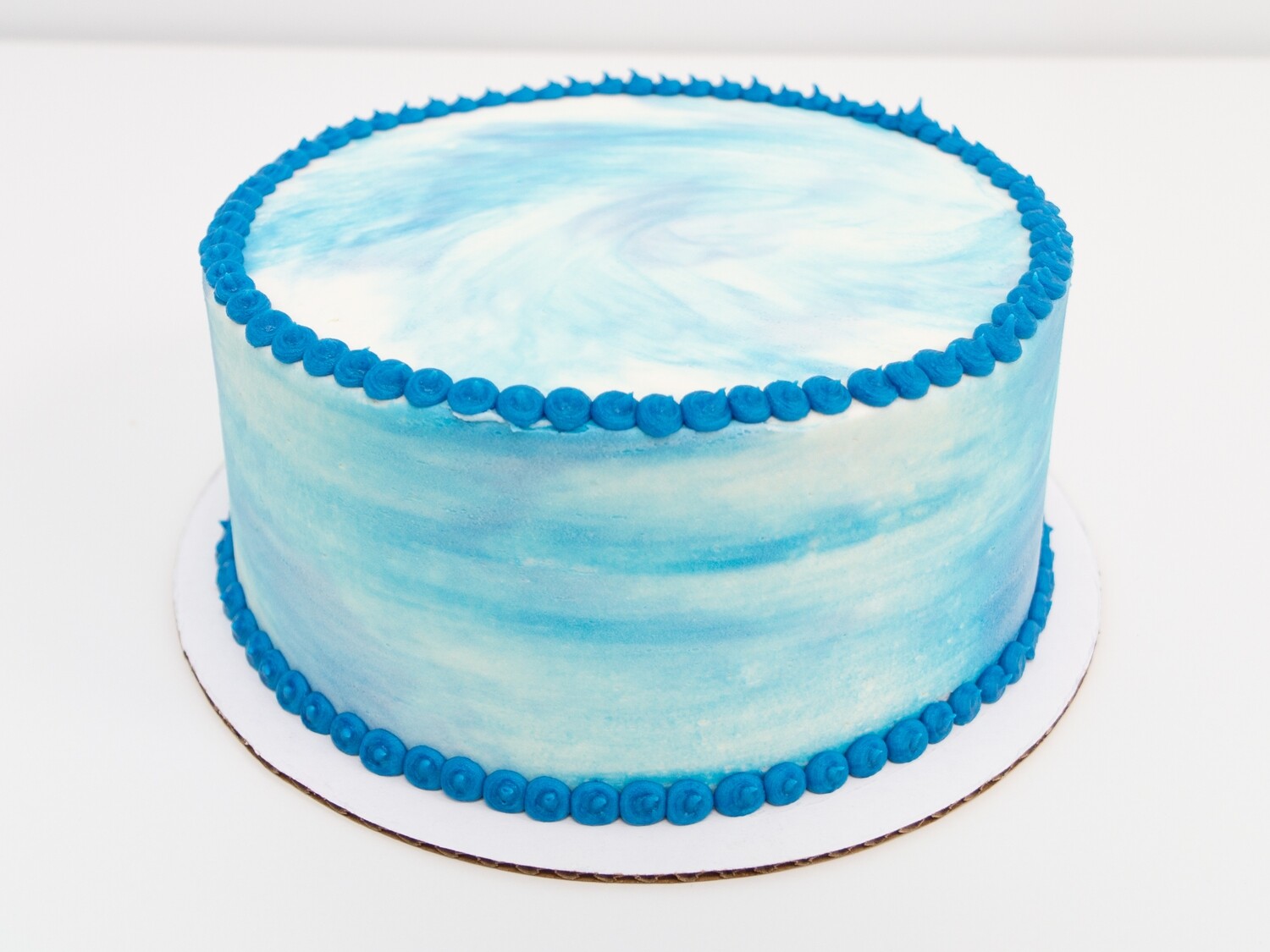Blue on White Swirl Cake