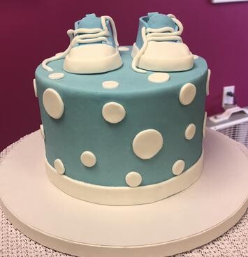 Baby Shoes and Dots Cake
