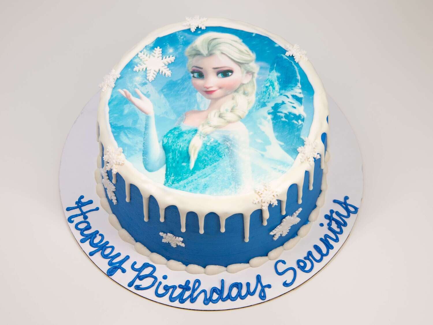 Elsa Frozen Image Snowflake Drip Cake