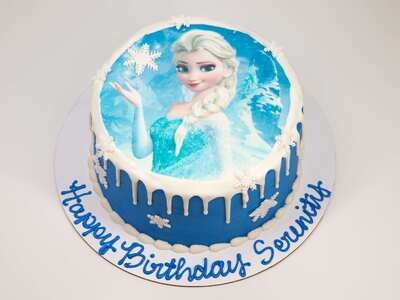 Elsa Frozen Image Snowflake Drip Cake