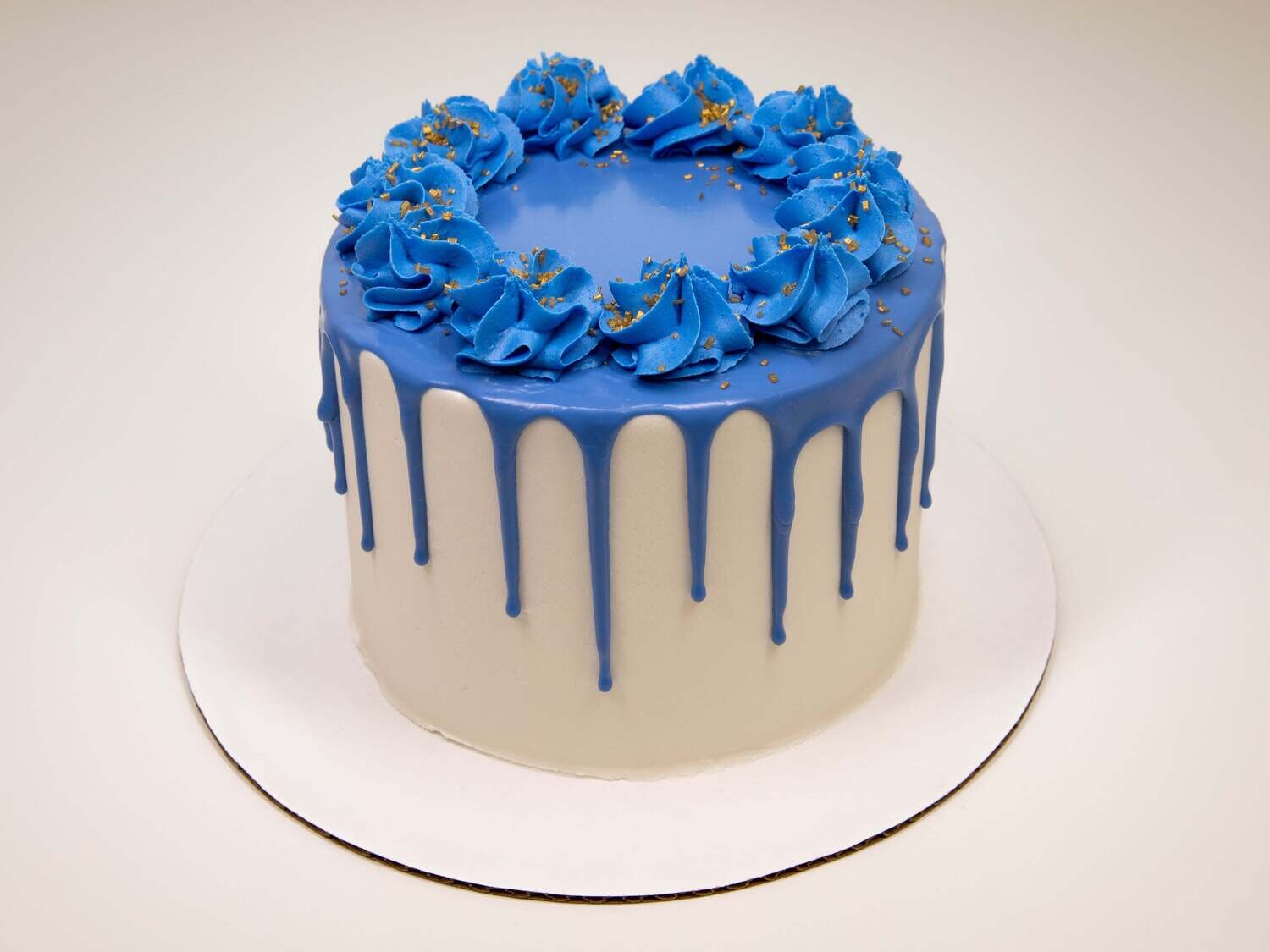 Blue Drip Cake with Gold Sugar