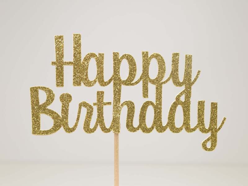 Happy Birthday Gold Glitter Cake Topper